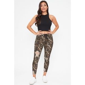 YMI Leopard High Rise Ankle Jogger
